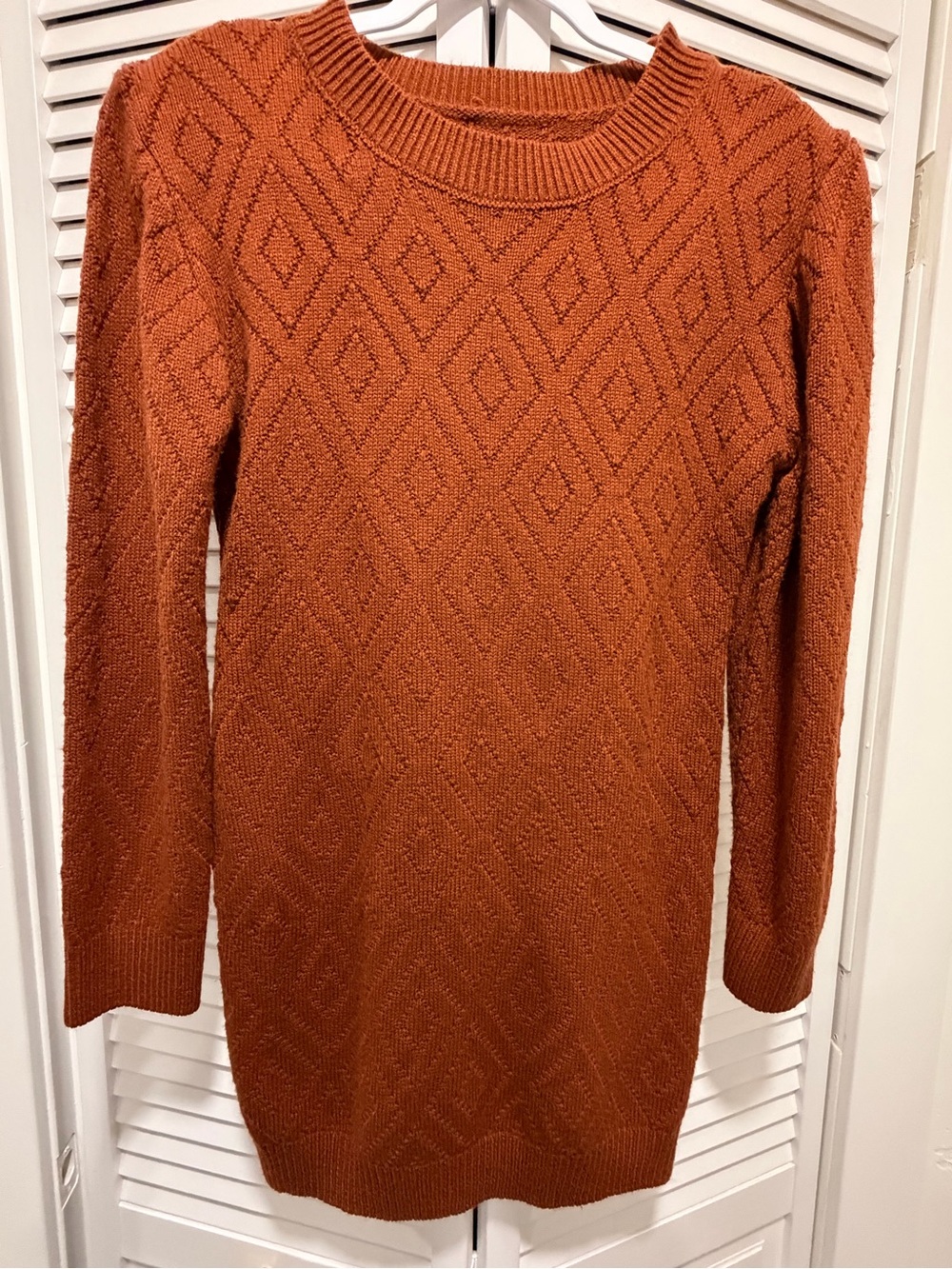 Rust Orange Knit Sweater Dress - Women